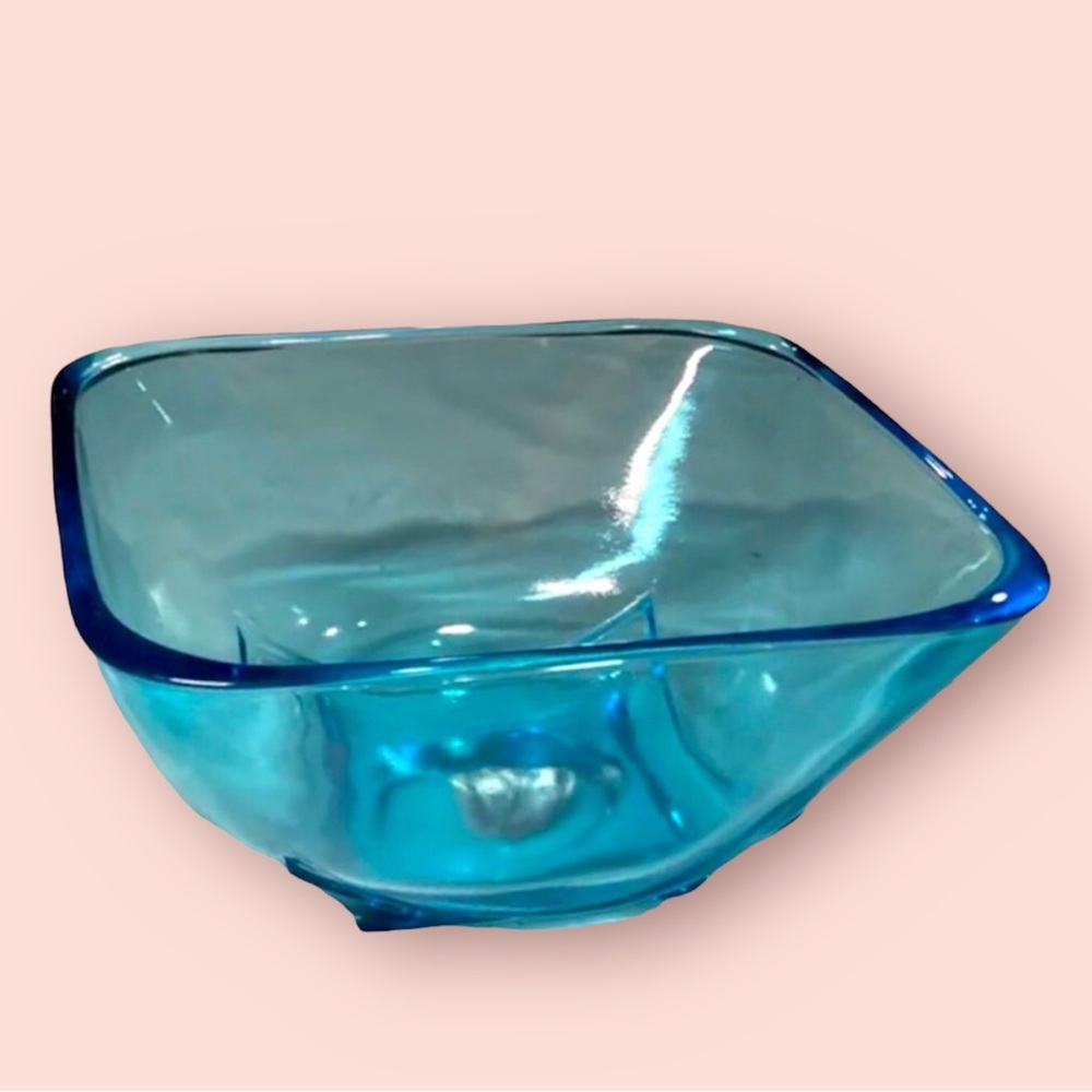Vintage Hazelware Glass Blue Colony Capri 5 3/4" Square Bowl